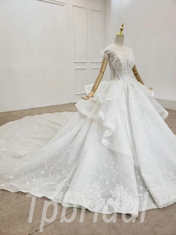 white beaded wedding dress 767-005