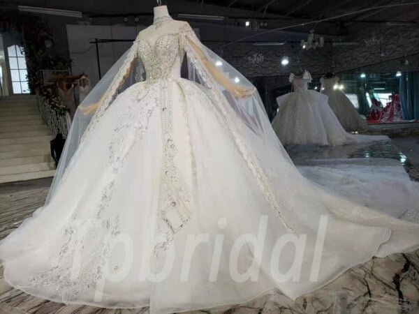 wedding dress with cape sleeves 1057-002