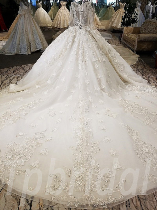 Ball Gown Wedding Dress With Sleeves Lace Bridal Gown