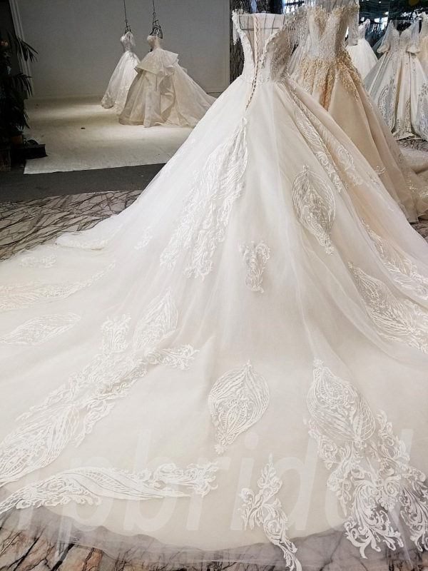White Bridal Dress Off The Shoulder Ball Gown Bling Wedding Dress