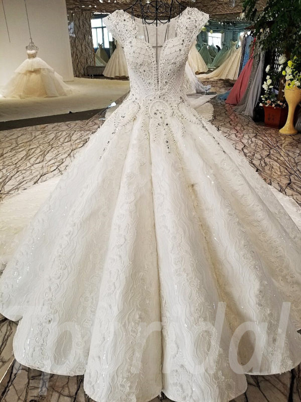 Off The Shoulder Princess Wedding Dress Ball Gown With Train