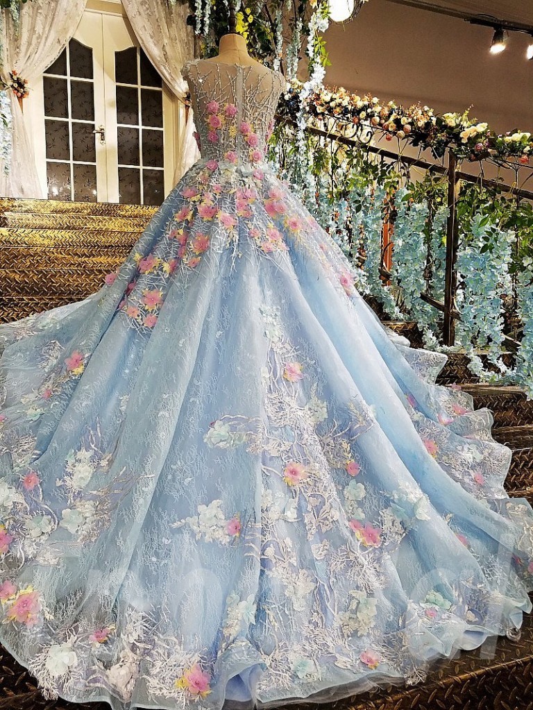 Ball Gown Prom Dress Blue Wedding Dress For Sale • tpbridal