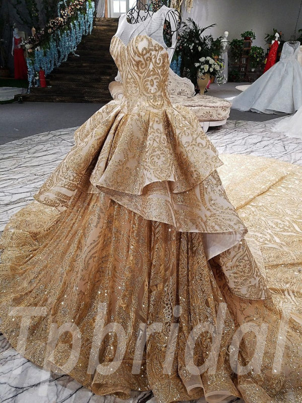 Gold Wedding Dress Aline Gorgeous Formal Prom Dress Online