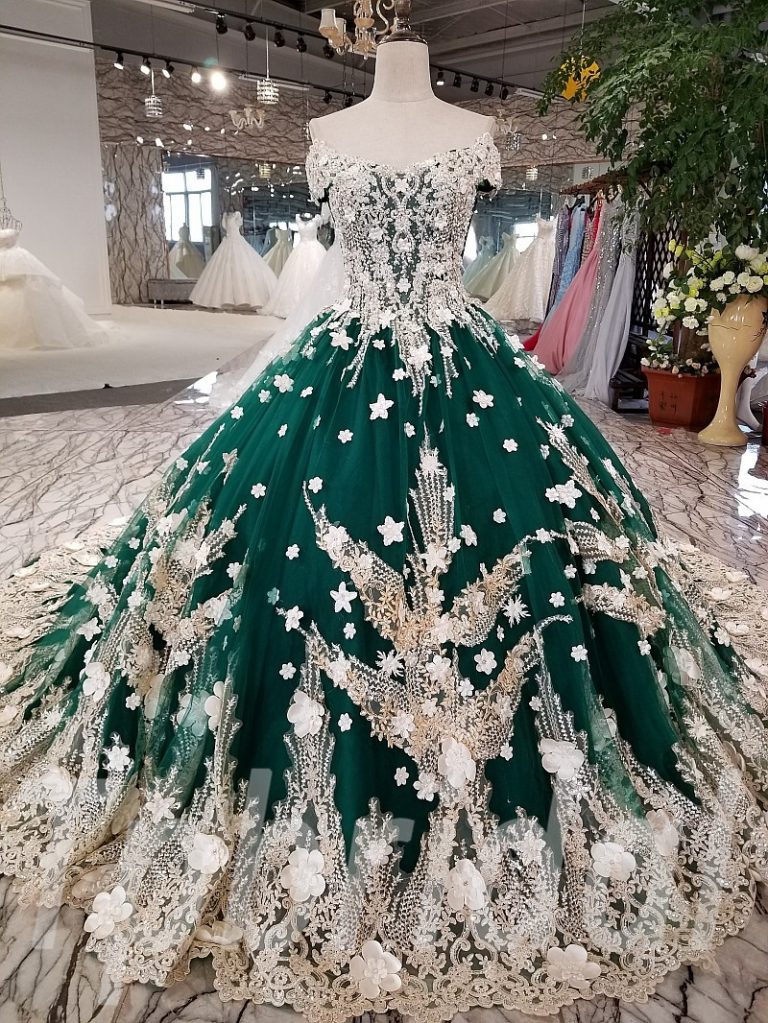 Green Wedding Dress Ball Gown Prom Party Dress Online • tpbridal