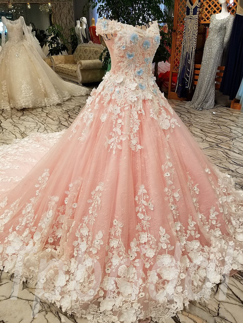 Pink Bridal Gown Gorgeous Hand Made Ball Gown Prom Dress • Tpbridal 4961