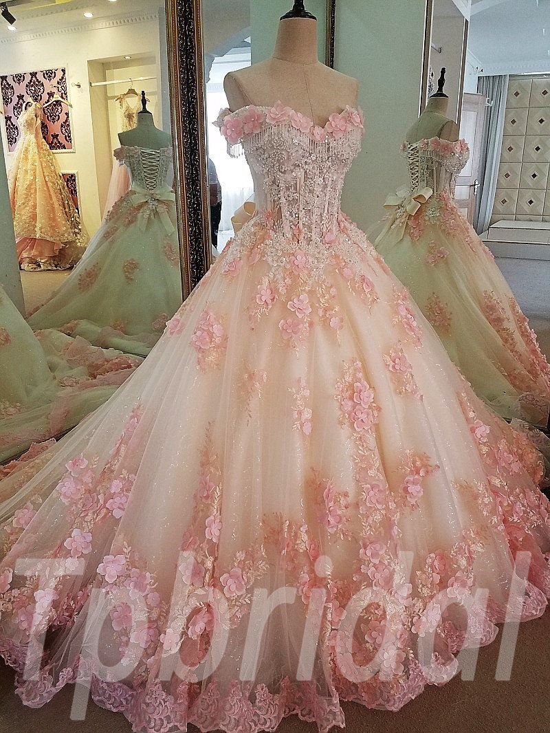 Cinderella Quinceanera Dresses Pink Princess Ball Gow 