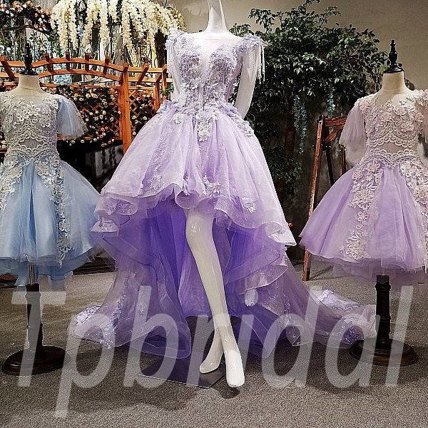 purple high low formal dresses