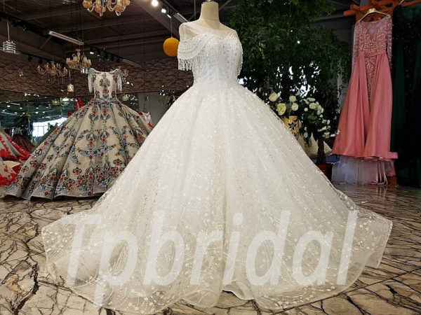 Ball Gown Wedding Dress With Bling Off Shoulder Ivory Bridal Dress