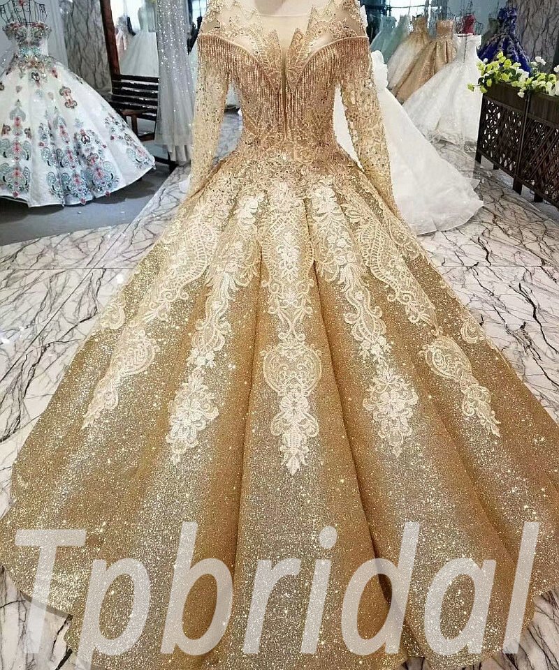 ball gown wedding dress gold 306-02