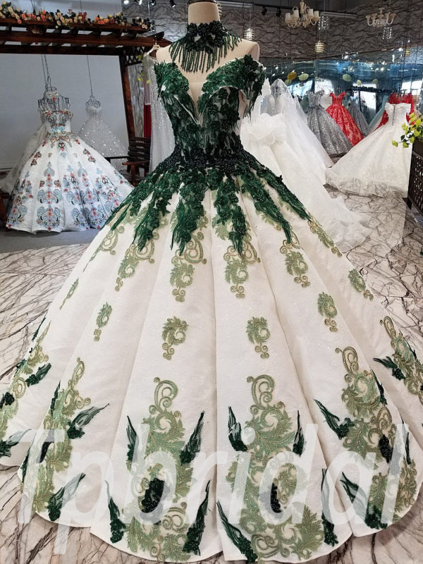 Green Ball Gown Prom Dress Haute Couture Party Dress