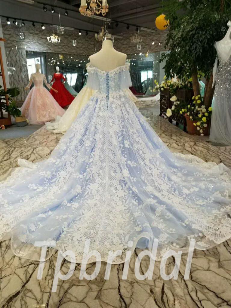Blue Lace Prom Dress Haute Couture Quinceanera Dress