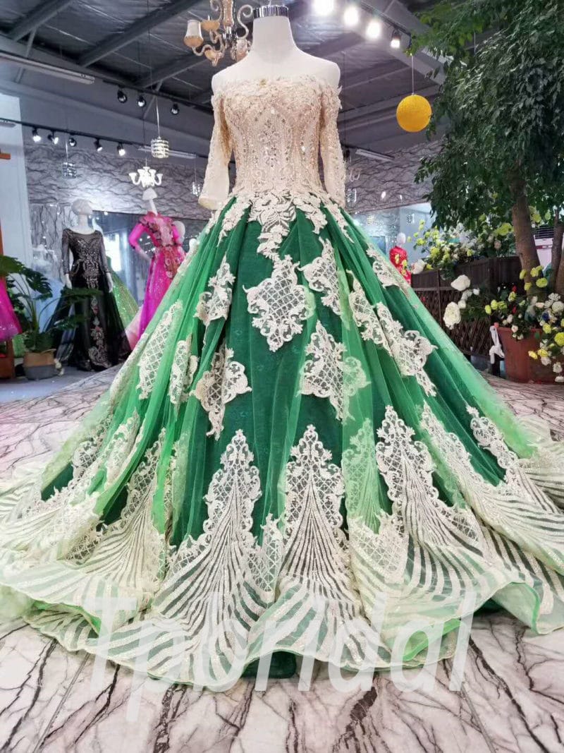 Green Prom Dress Off The Shoulder A Line Formal Dress Sale
