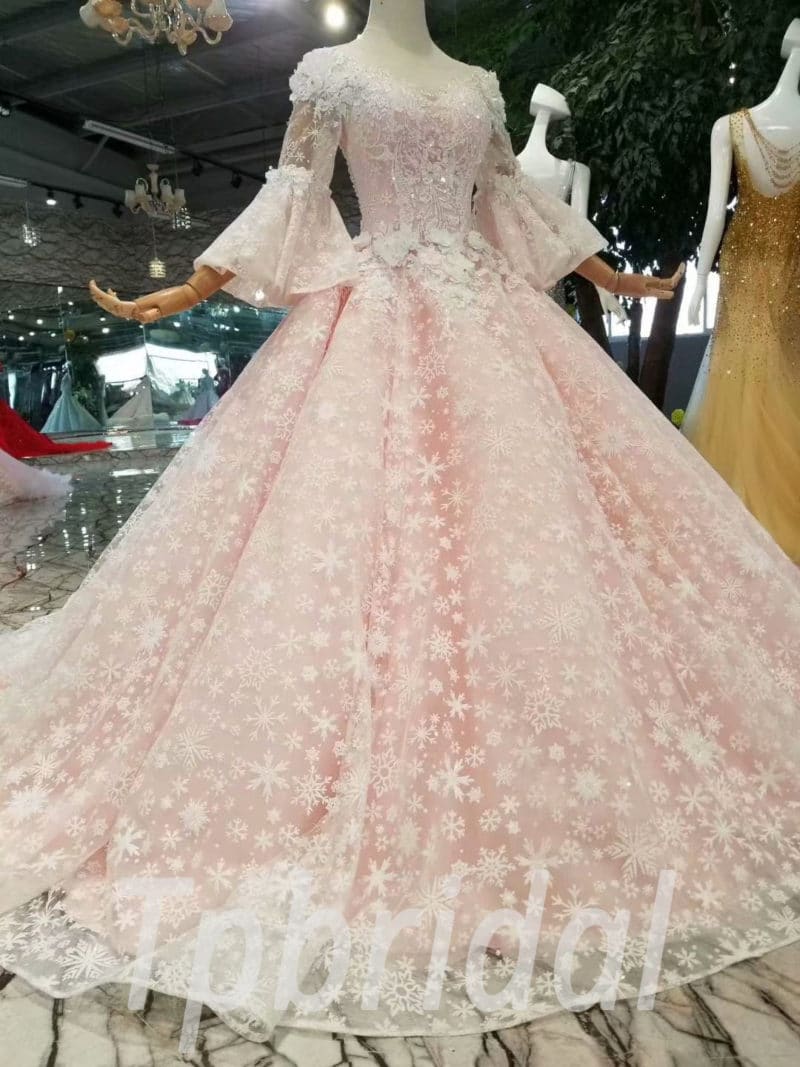 Quinceanera Dress Pink V Neck Ball Gown 3/4 Sleeve Sale Under 500