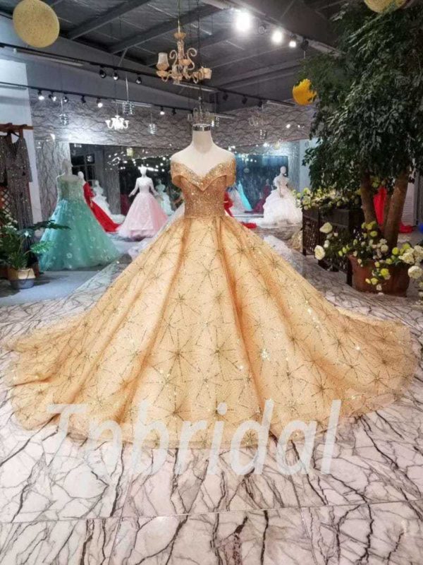 Gold wedding dresses for clearance sale