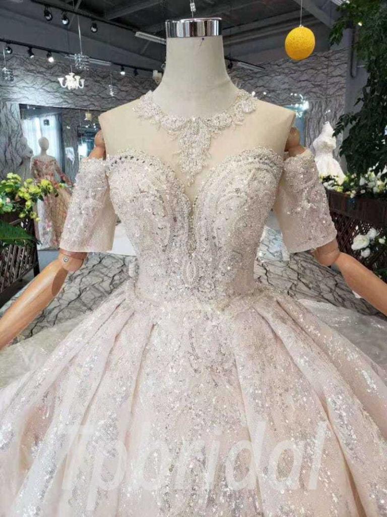 Bling Ball Gown Wedding Dress Haute Couture With Train