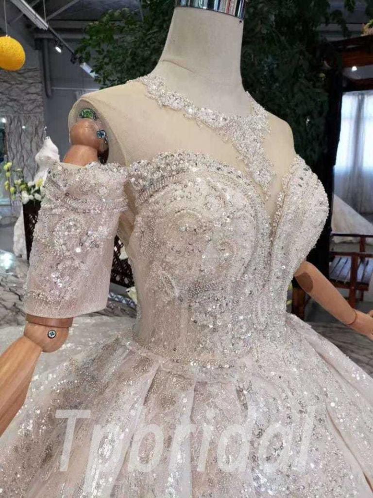 Bling Ball Gown Wedding Dress Haute Couture With Train
