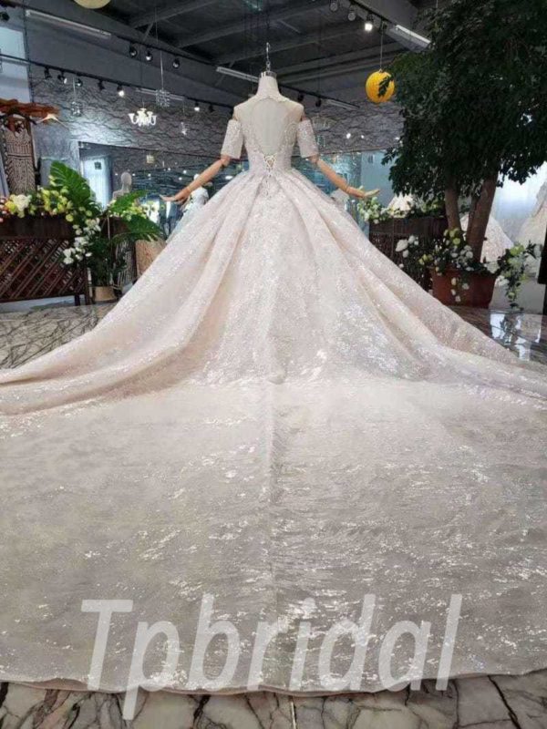 Bling Ball Gown Wedding Dress Haute Couture With Train