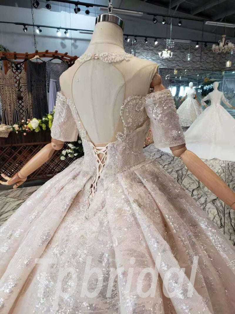 Bling Ball Gown Wedding Dress Haute Couture With Train