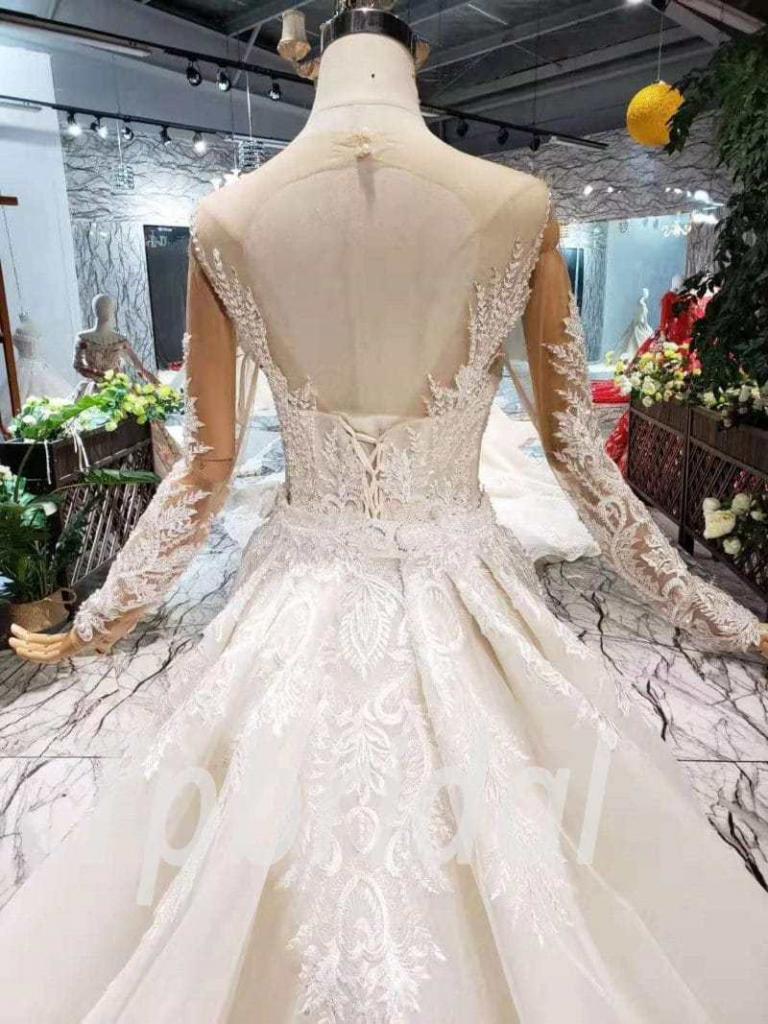 Detachable Train Wedding Dress A Line Mermaid Bridal Gown