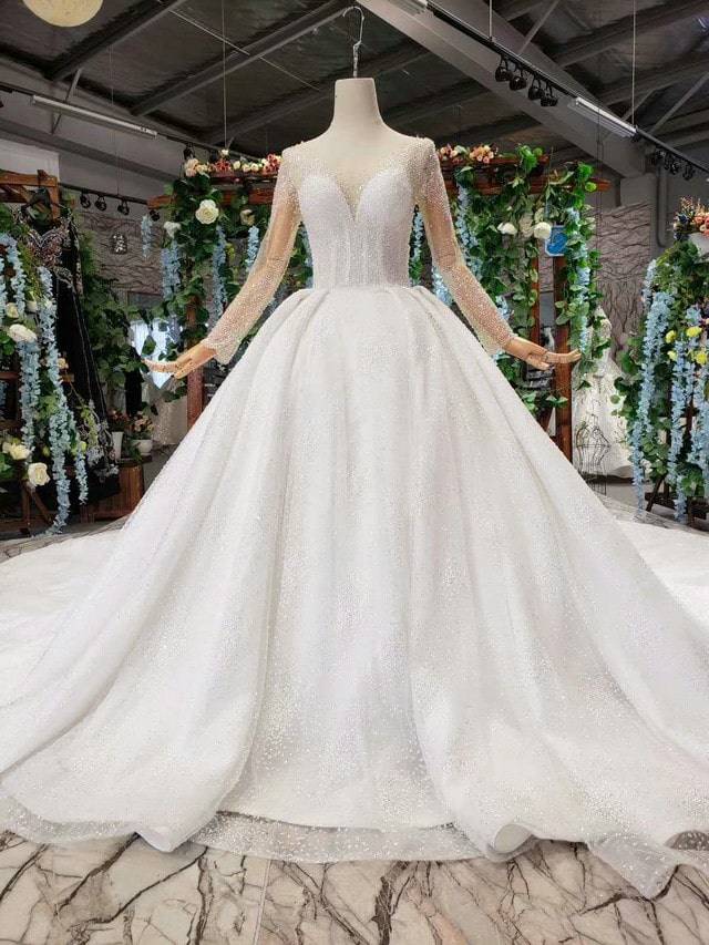 Crystal Wedding Dress Gorgeous White Sparkle Bridal Dress