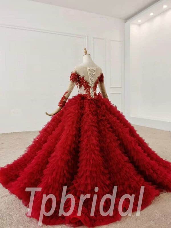 Red Princess Ball Gown Prom Dress Long 