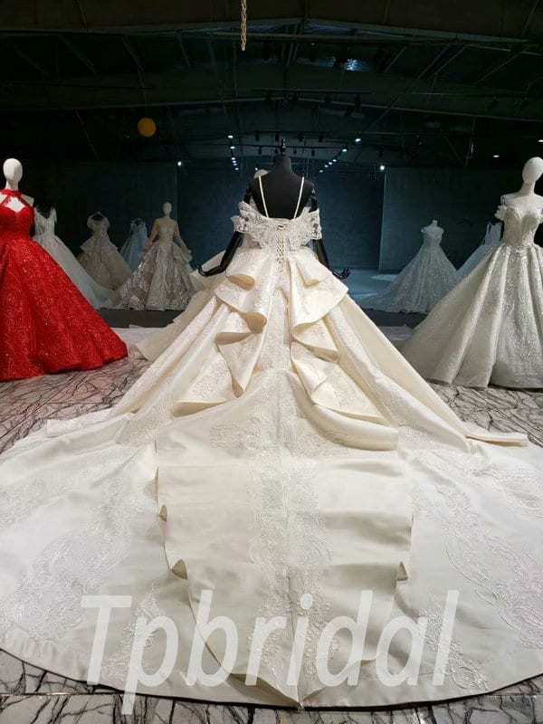 satin lace wedding dress