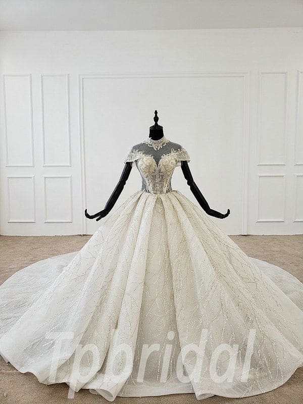 Beautiful Wedding Dress High Neck Ball Gown Bridal Gown