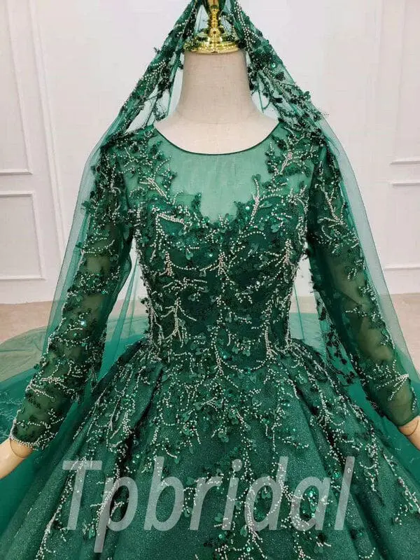 forest green wedding dress 749-001