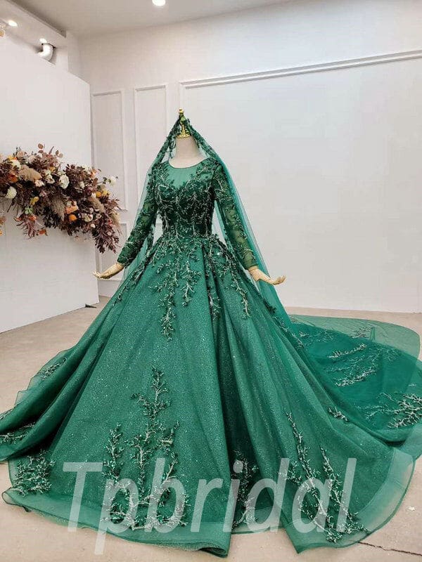 forest green wedding dress