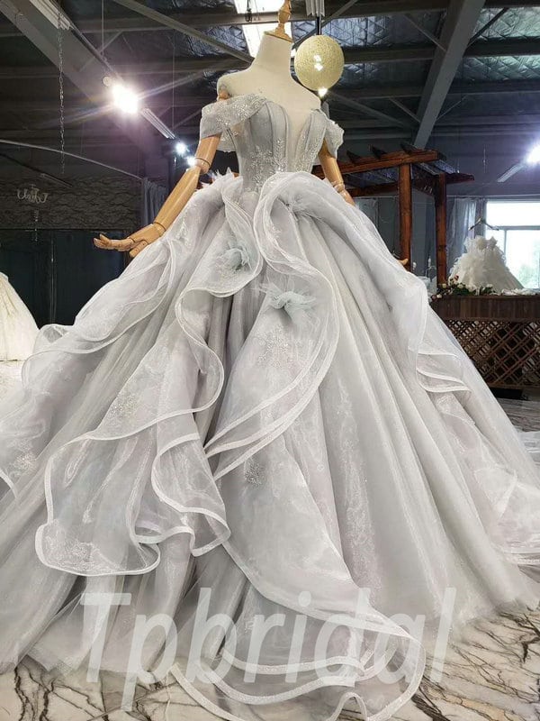 Elegant Grey Long Sleeve Mermaid Prom Dresses With Crystals - NICEOO