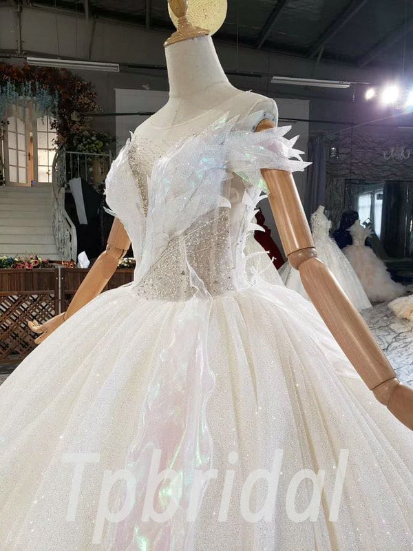 Puffy Wedding Dresses Sparkly Ball Gown Princess Bridal Gown