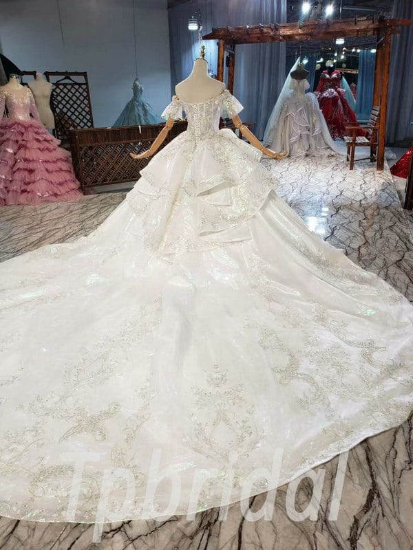 Princess Wedding Dresses With Diamonds Ball Gown With Train