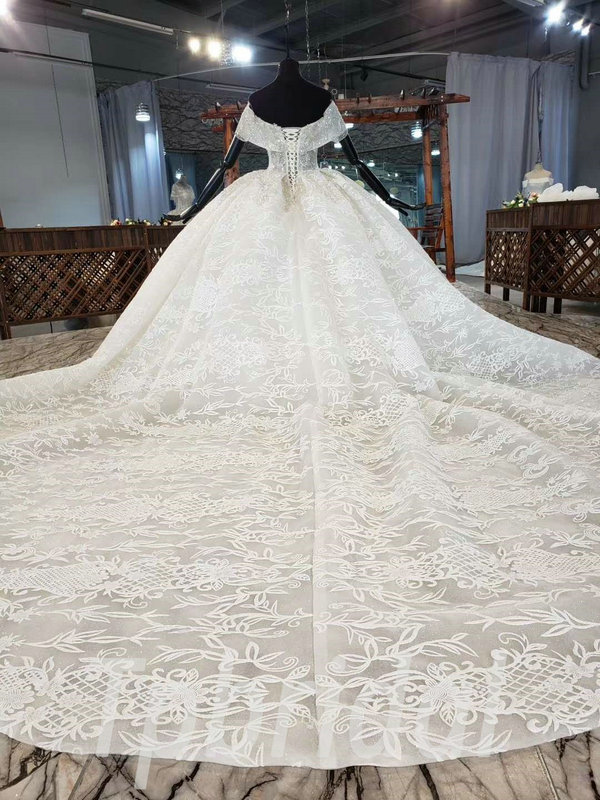 Two Piece Wedding Dress High Neck Ball Gown Lace Bridal Gown