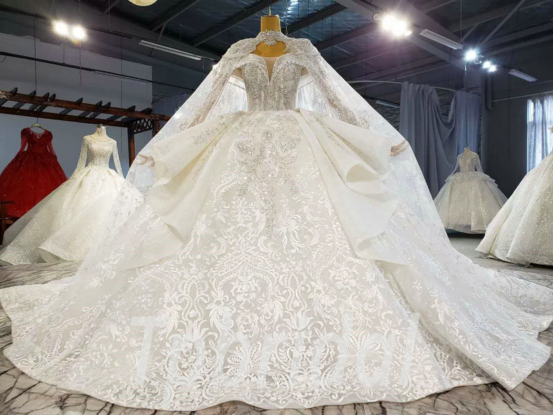 Ball gown wedding dress with cape best sale