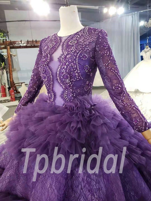 Purple Wedding Dresses with Sleeves