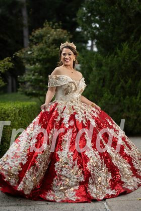 Red And Gold Quinceanera Dress Photos Shared From Bianca