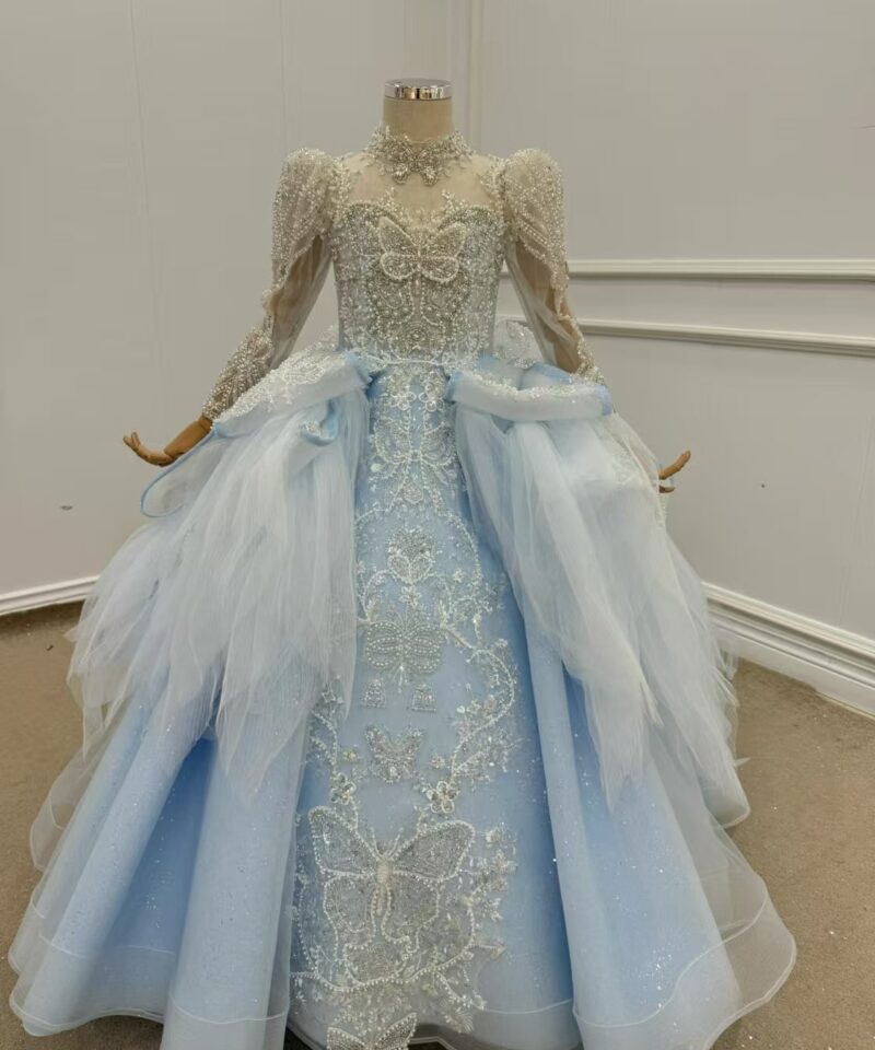 blue flower girl dress 202211-01