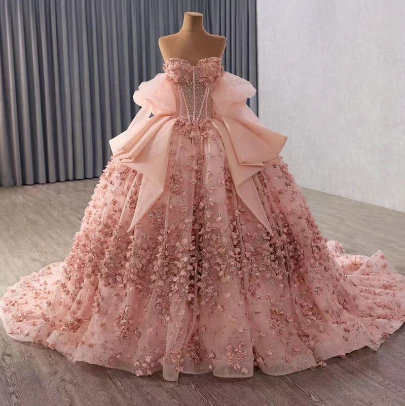 rose pink wedding dress 1553-05