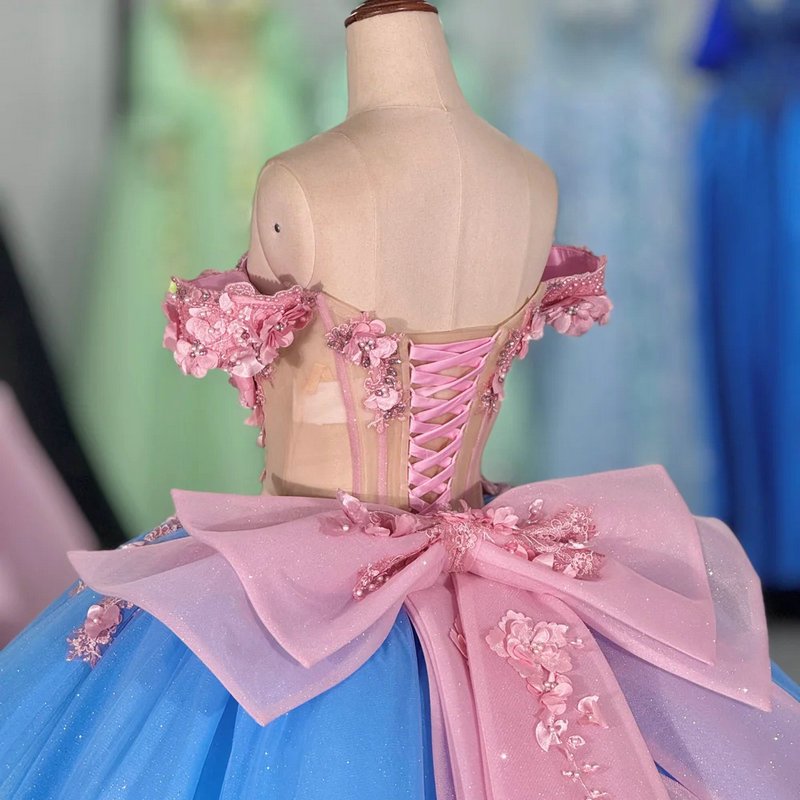 blue and pink wedding dress 1576-05