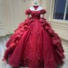 red lace prom gown 1599-005