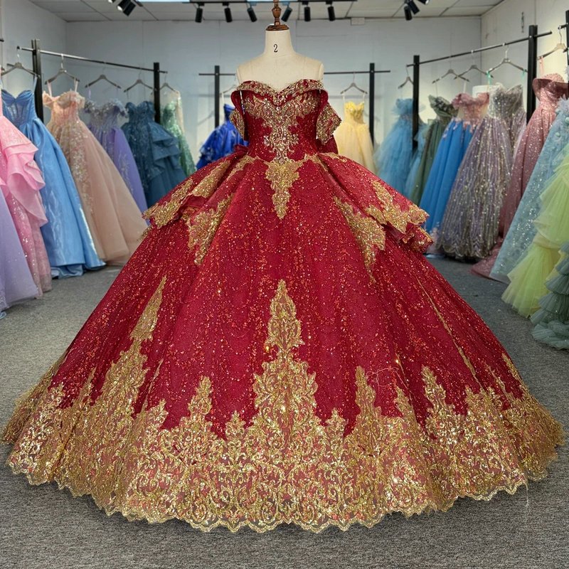 red and gold quinceanera dresses 163204