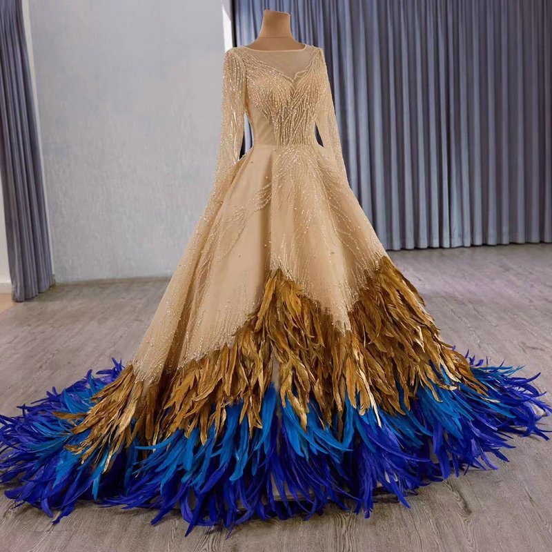 feather evening gown 1654-4