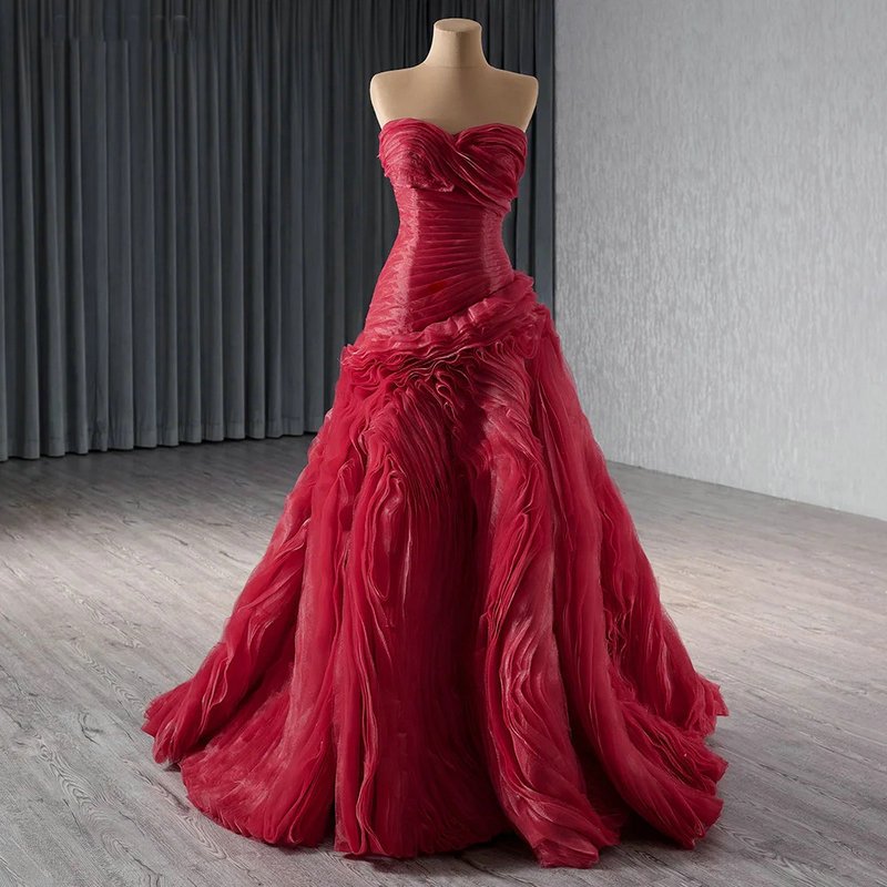 red mermaid prom dress 1674-5