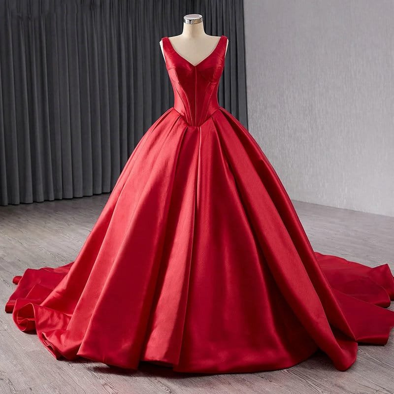 red satin wedding dress 1677-01