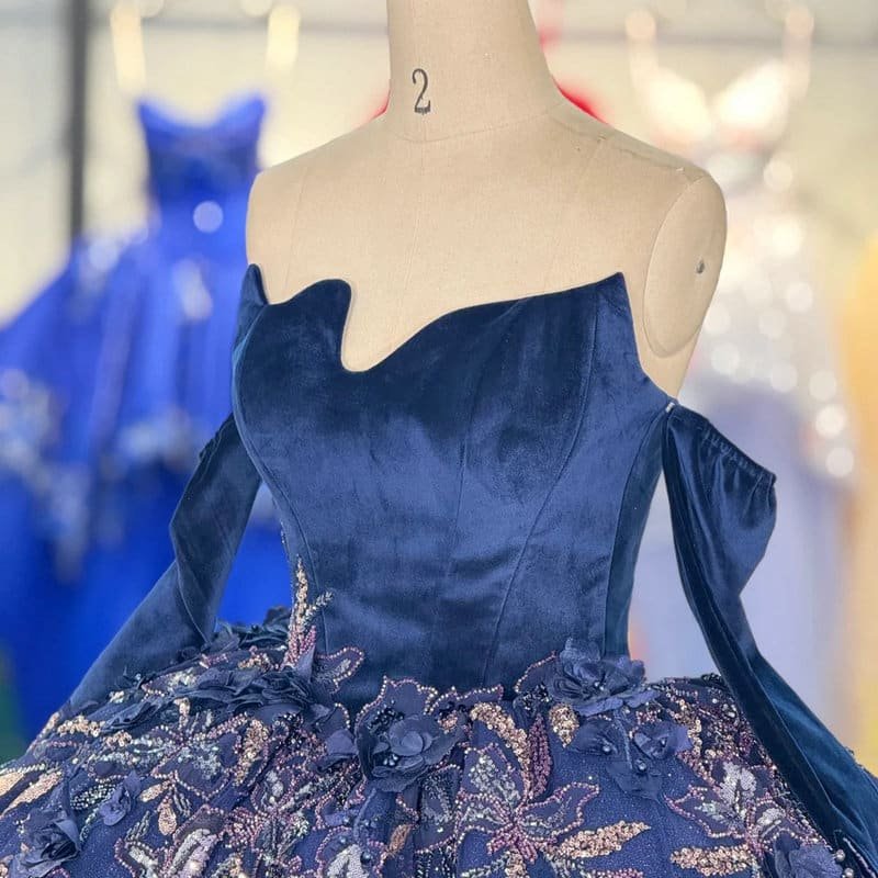 dark blue wedding dress 1715-04