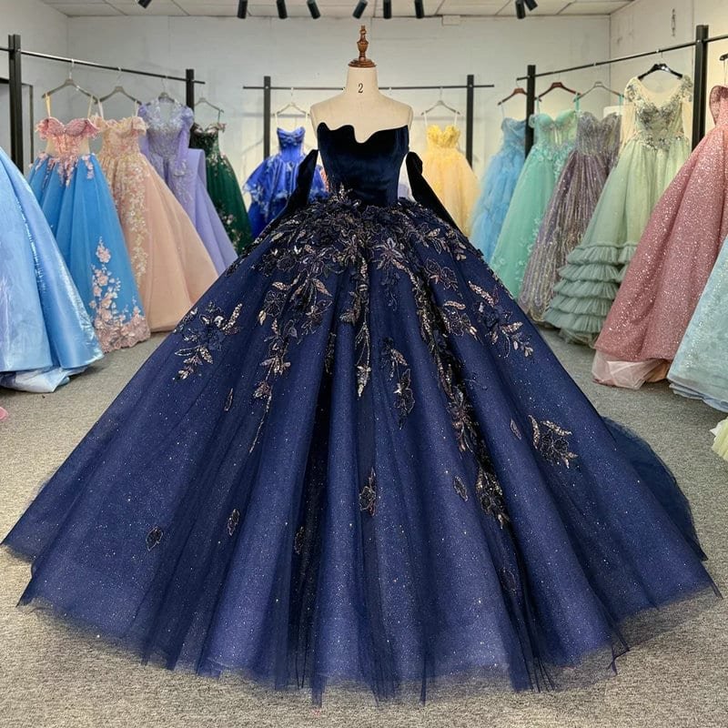 dark blue wedding dress 1715-05