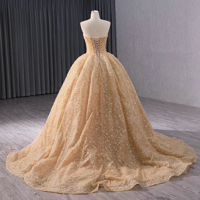 gold ball gown prom dress 1687-01