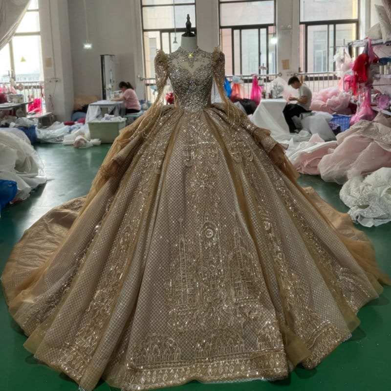 gold wedding dress 1712-01