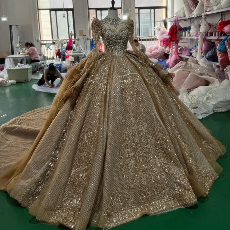 gold wedding dress 1712-05