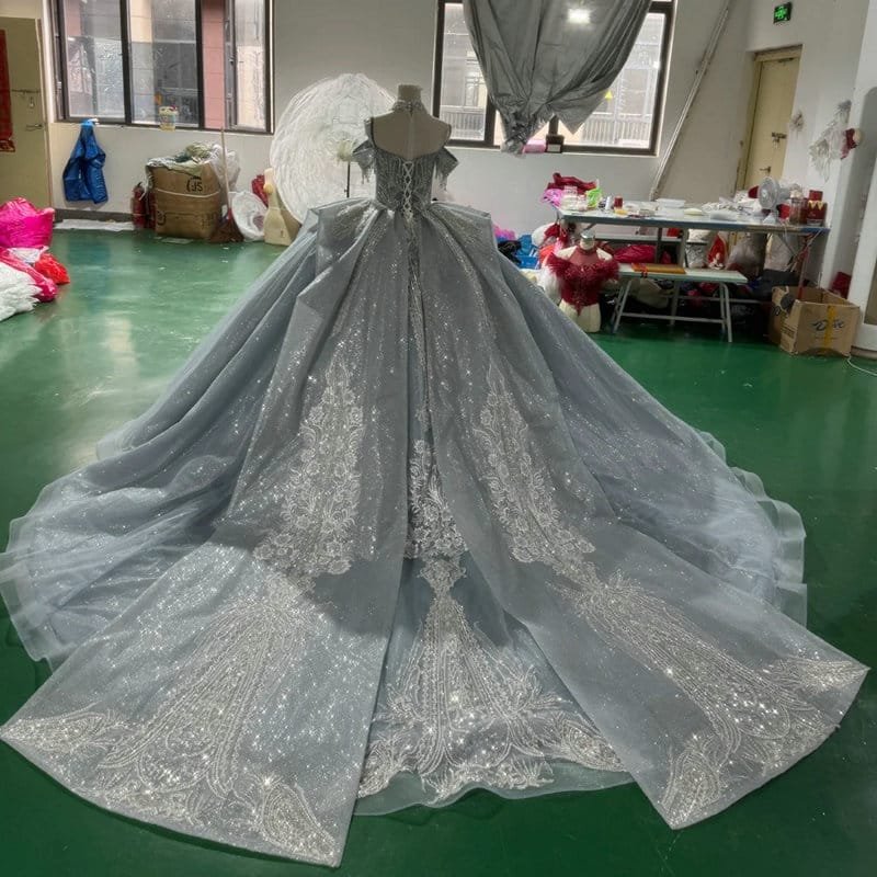 grey wedding dress 1707-04